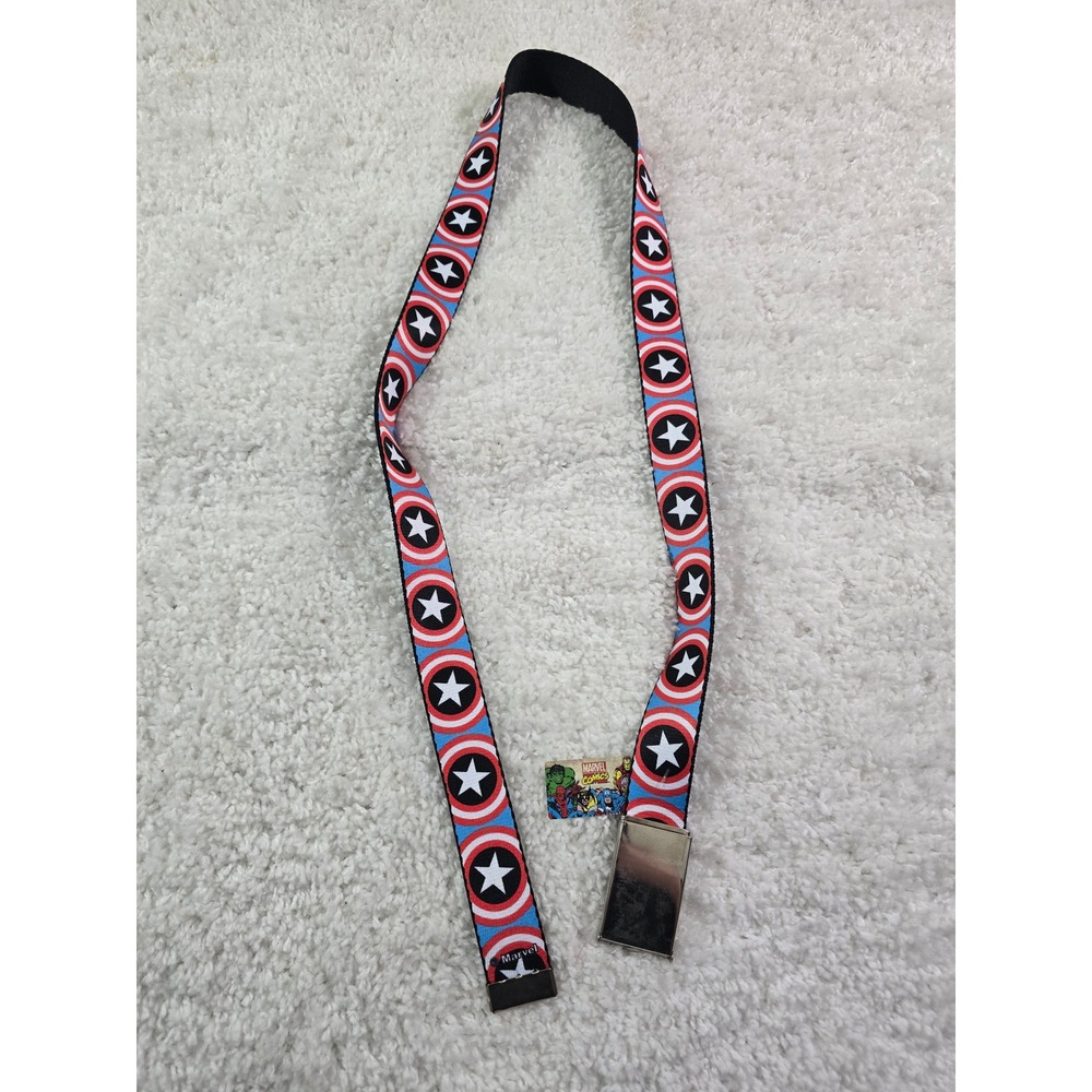 Marvel Buckle-Down Captain America Shield Web Belt Blue Red 48 Inch Adjustable - Picture 5 of 6